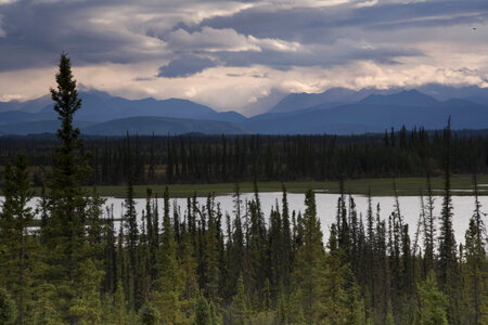 Scenic view of lake and mountains at Tetlin National Wildlife Refuge