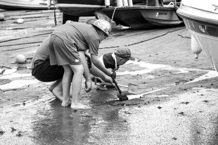 Black And White boot children photo