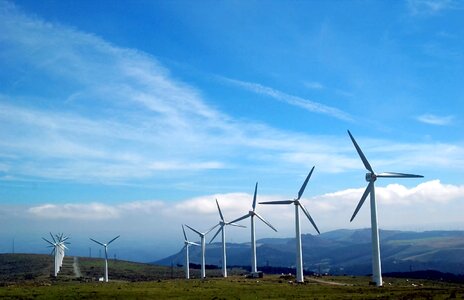 Renewable energy wind farm propellers photo