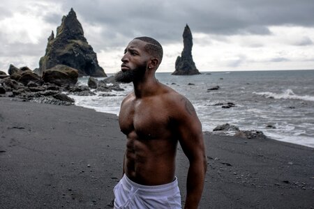 Male Model on Beach photo