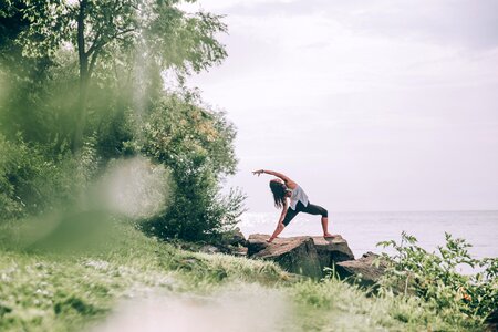 Women doing Yoga by Ocean Free Photo photo