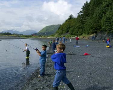 Children fishing at Kodiak National Wildlife Refuge photo
