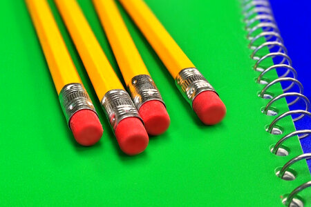 School Pencils on Desk photo