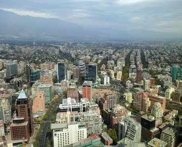Buildings and Cityscape and clouds of Santiago, Chile photo