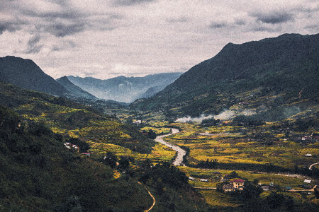 Mountains, river, landscape, and valley in Vietnam photo