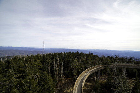 Landscape with a bit of the tower path above the forest at Clingman's Dome, Tennessee photo