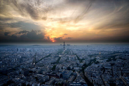 Aerial Paris Sunset photo