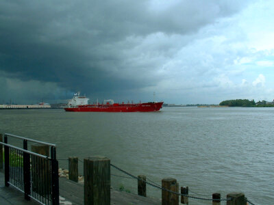 A tanker on the Mississippi River in New Orleans in Louisiana photo