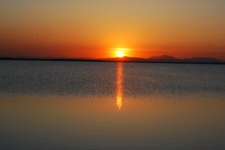 Sunset lake landscape photo