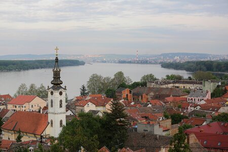 Cityscape river panorama photo