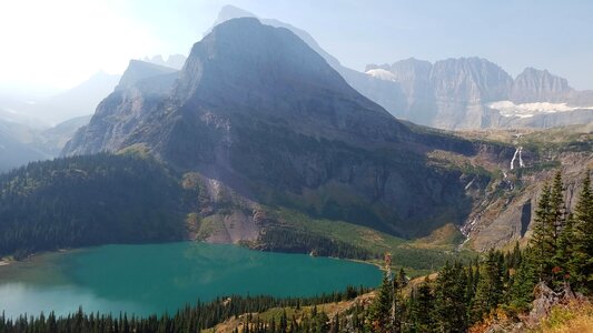 Forest hilltop lakeside photo