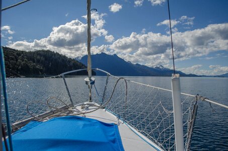 Lake clouds boat