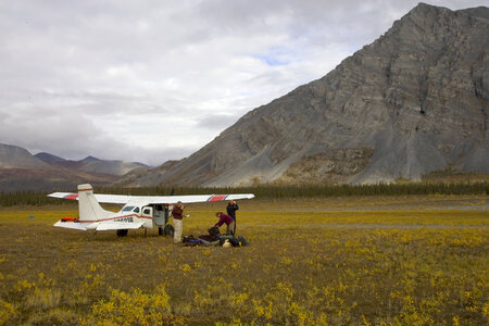 Airplane landing in a wilderness area