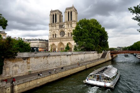 Notre Dame Seine River Paris Cathedral River City photo
