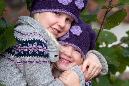 Children siblings hug