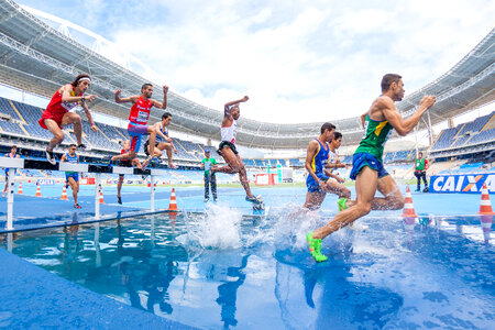 Man Through Hurdles Run photo