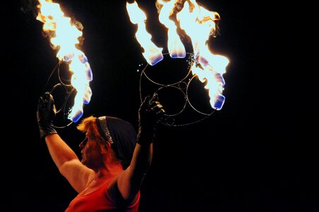 Fire show demonstration burn photo