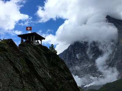 Balcony overlooking the Swiss Alps photo