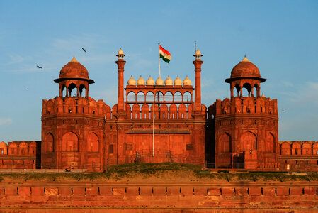 Front View of Red Fort at Sunset
