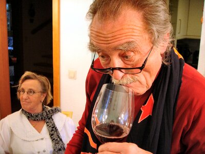 Red wine alcohol seniors photo