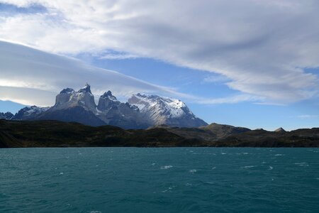 Pehoe Lake and Los Cuernos in the Torres del Paine National Park photo