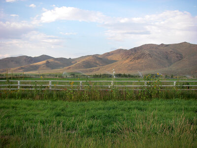 Picabo, Idaho landscape with mountains photo