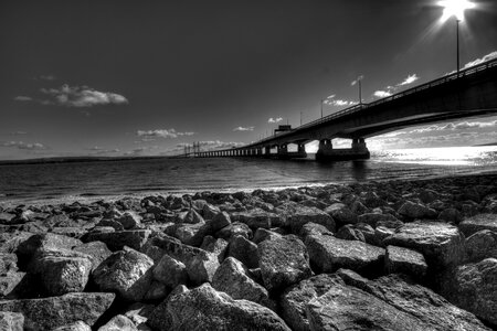 Black black and white bridge photo