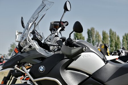 Motorbike parking lot side view