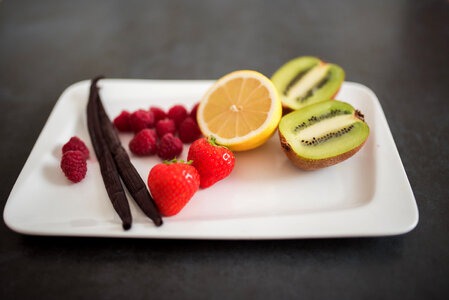 Mixed Fruit on White Plate photo