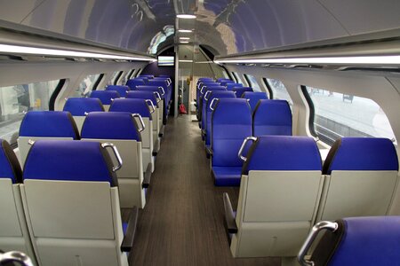 Empty interior of a passenger train photo