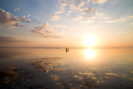 Sunset over the Shallow Waters in Indonesia photo