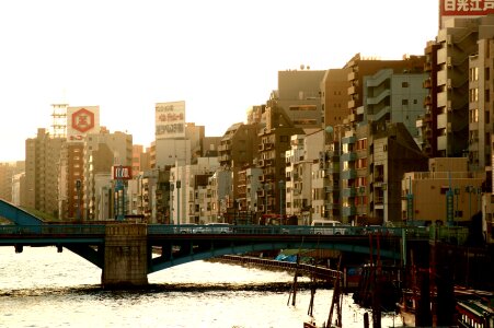 Urban Bridge Through Japanese City photo