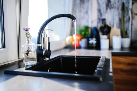 Kitchen sink and faucet photo