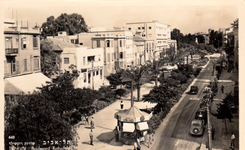 Rothschild Boulevard, circa 1930 in Tel-aviv, Israel photo