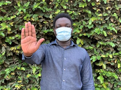 Man barrier gestures coronavirus blockade photo