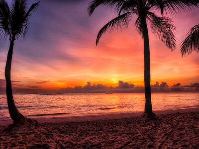 Sunrise over the ocean in the tropical Dominican Republic photo