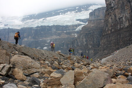 A group of hikers near Moraine Lake in Banff National Park photo