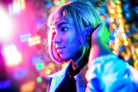 Woman in neon photo
