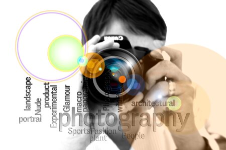 Men's hands held camera closeup photo