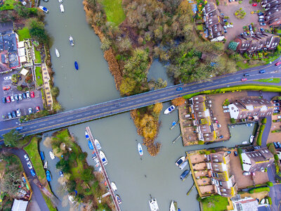 River Town Landscape Aerial View photo