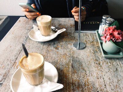 Caffeine cellphone coffee photo