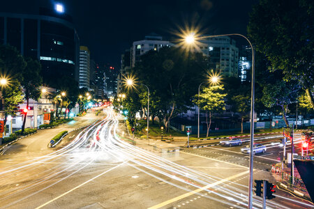 Night Time, Time-Lapse of Singapore Streets photo
