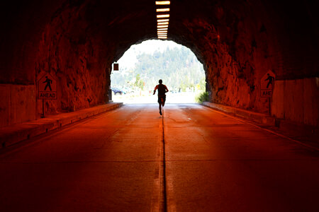 Man Running in Tunnel photo