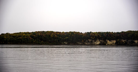 Treeline and Horizon across the Wisconsin River with Autumn Trees photo