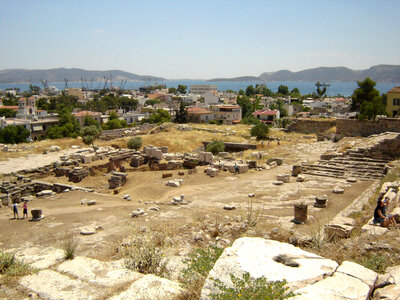 Excavation site towards Eleusis and the Saronic Gulf in Greece photo