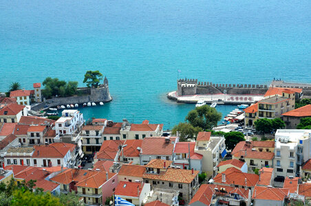 Nafpaktos; view from the fortress in Greece photo