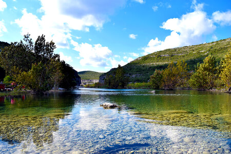 Beautiful landscape with lake and sky photo