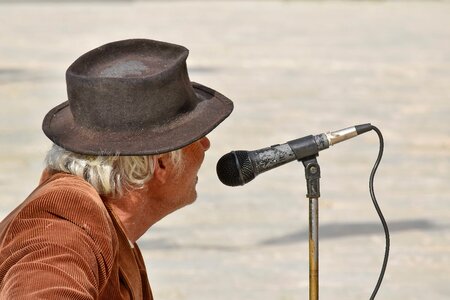 Man microphone pensioner photo