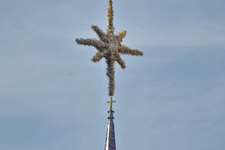 Blue Sky christmas church tower