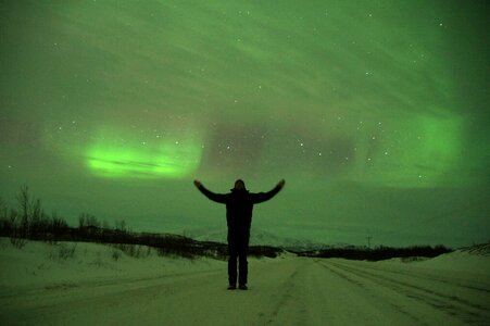 Aurora borealis under the northern lights poor photo